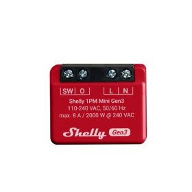   Shelly 1PM Mini Gen3, Wi-Fi + Bluetooth smart relé, na meranie spotreby energie